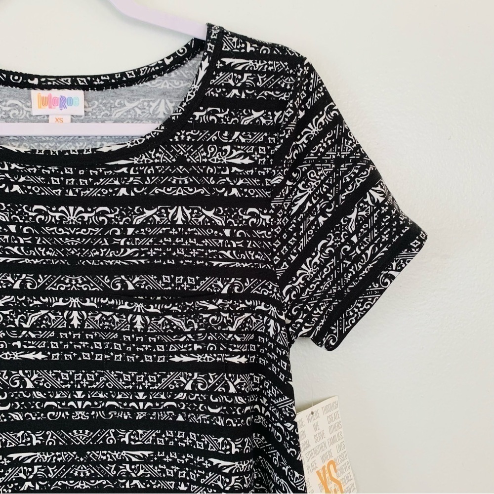 Lularoe Monochrome Print Carly T-Shirt Dress~XS